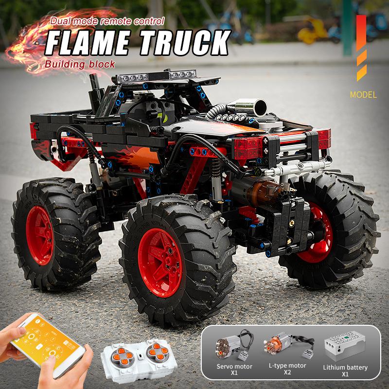 MOULD KING 18008 Technical Building Blocks APP RC Motorized Flame Climbing Truck Model Assembly Bricks Kids Toys Christmas Gifts