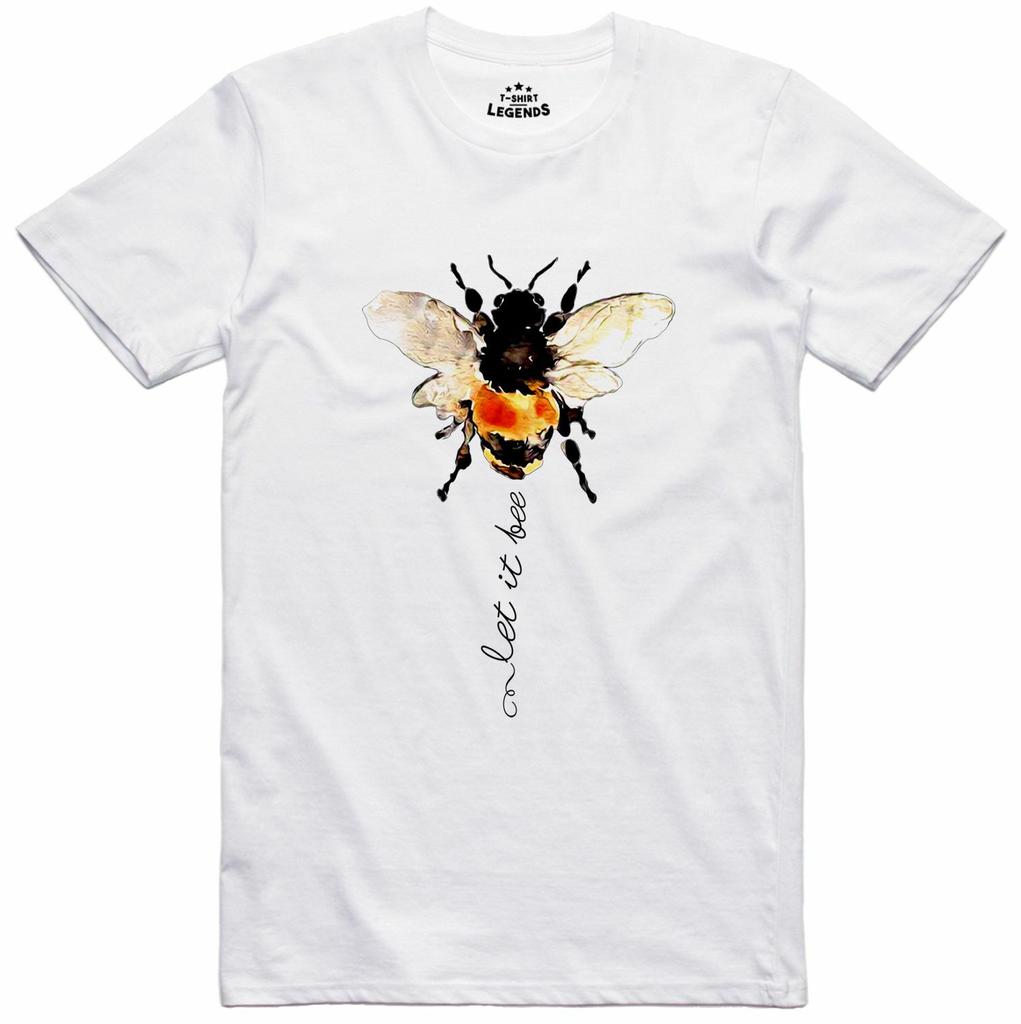 Футболка с принтом Nature Let It Bee Арт-дизайн Обычный крой Предварительно сжатый Хлопок Топ
