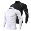 Мужские спортивные футболки с высоким воротником и длинными рукавами, узкая одежда для фитнеса, быстросохнущие велосипедные колготки для занятий йогой и бегом, топ