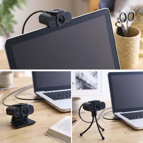 Elecom Web Camera 4K Compatible 8.3 Megapixels 5x Digital Auto Zoom Function Full HD (60fps) Noise Canceling Lens Cover Included Black UCAM-CX80FBBK