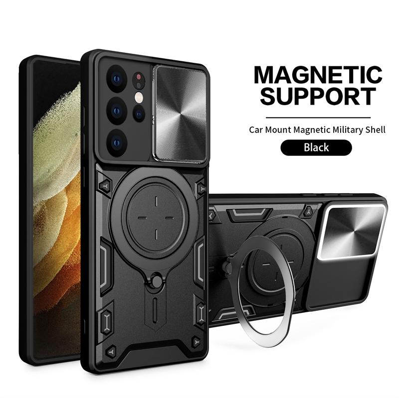 Для Samsung Galaxy S21 Ultra чехол Armor Магнитный держатель Кольцо Объектив Защитный чехол для телефона Samsung S20 S21 FE S21 + Plus задняя крышка