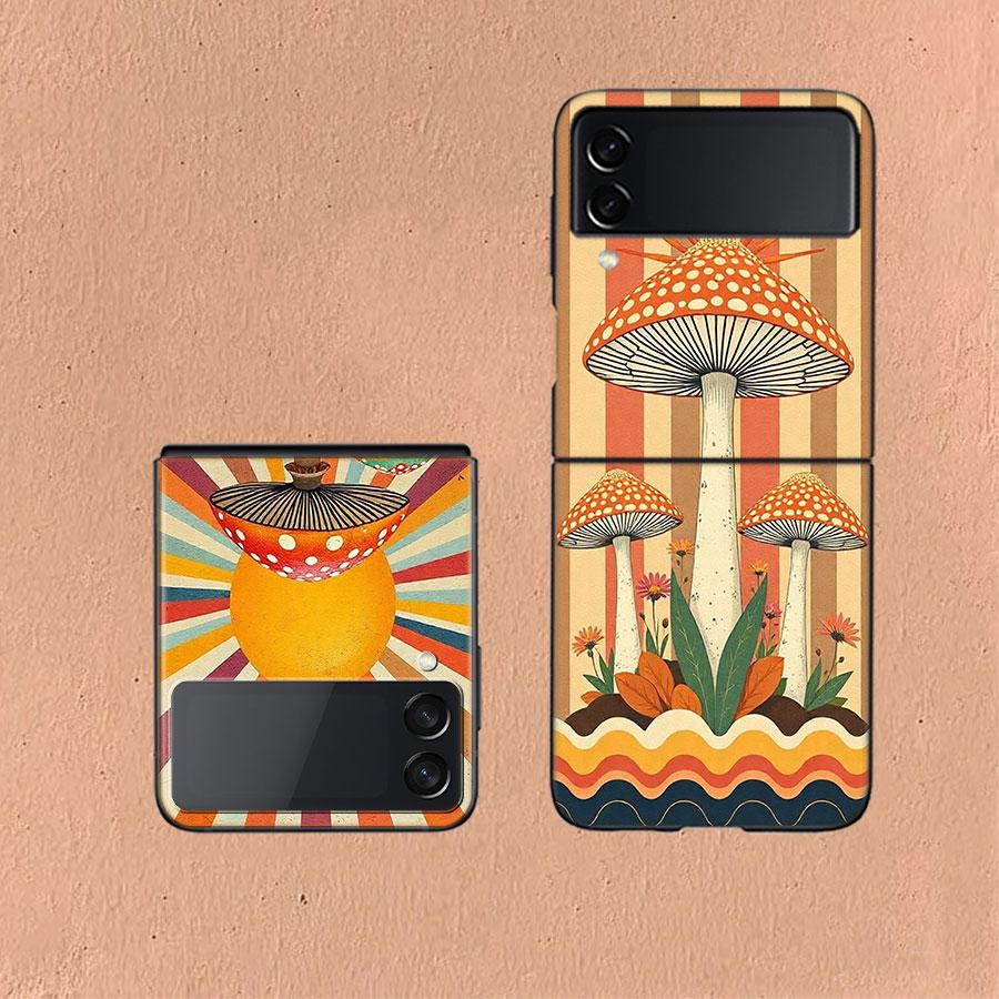 Чехол в стиле Бохо Хиппи с грибами и восходом солнца для Samsung Z Flip 6 7 5G Galaxy Z Flip 5 4 3 5G, противоударный жесткий чехол из ТПУ