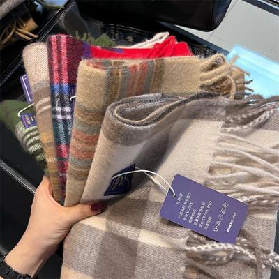 2024 Британский красный клетчатый шарф из искусственного кашемира: Теплый зимний подарочный платок на шею