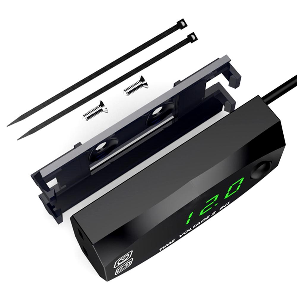 Motorycycle DC 6V-30V 2 в 1 цифровые часы напряжения вольтметр IP67 водонепроницаемый тестер батарея