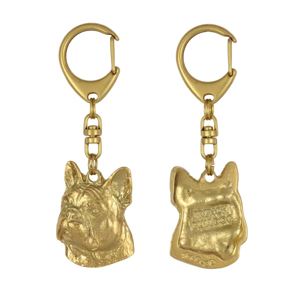 French Bulldog, Frenchie II - Gilded Key Ring with Dog, Handbag Decoration, Luxury Accessory by Art-Dog Brand