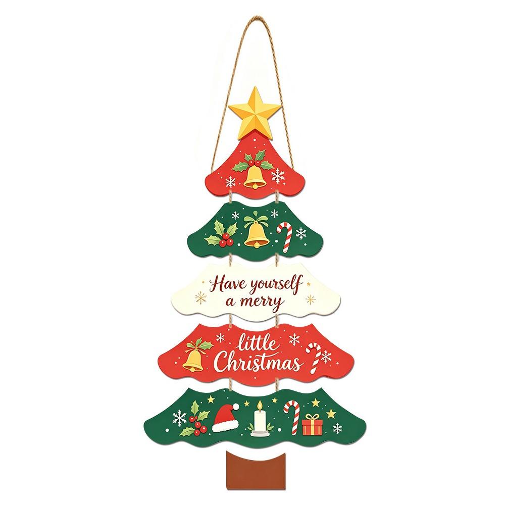 Cartoon Christmas Tree Door Sign Paper Door Hanging Ornament Xmas Hanging Flag Retailers