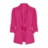 Women Suit Coat Turn-down Collar Long Sleeve Pockets Suit Jacket Solid Color Open