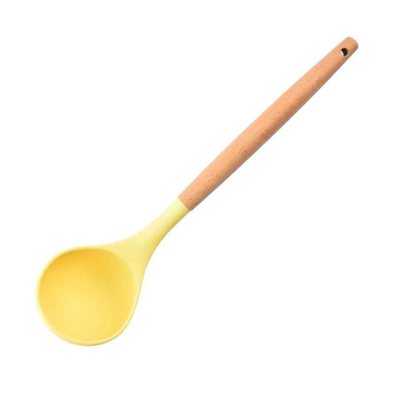 Silicone Kitchenware Cooking Spatula Soup Spoon With Wooden Handle Non-stick Cookware Spatula Kitchen Cooking Tool