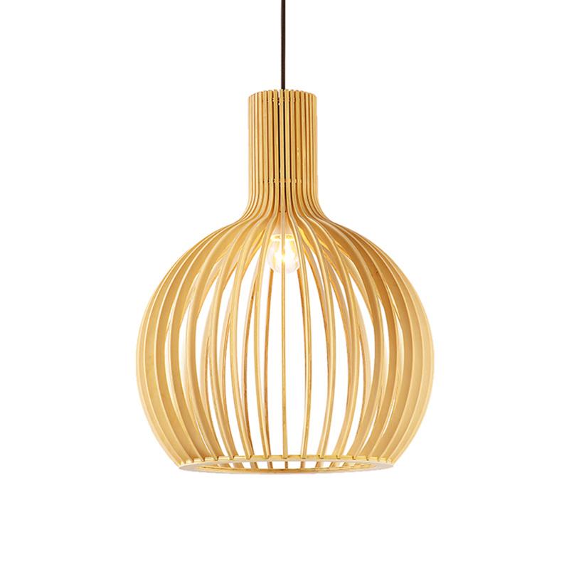 Modern Wood Pendant Light for Living Room Decoration Black Hanging Lamp Suspension Wooden Chandelier Lighting Fixtures
