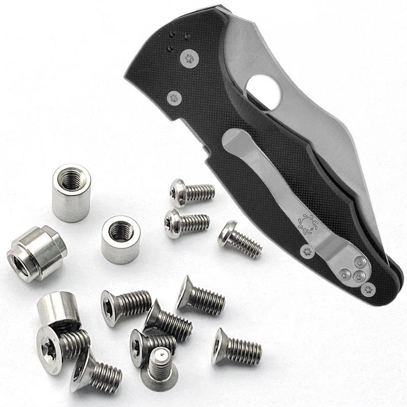 1Sets Knife Handle Patch Screw Full Set Titanium Screws for Spyderco Yojimbo 2 (CPM S30V) Folding Knife Tool Parts Accessories