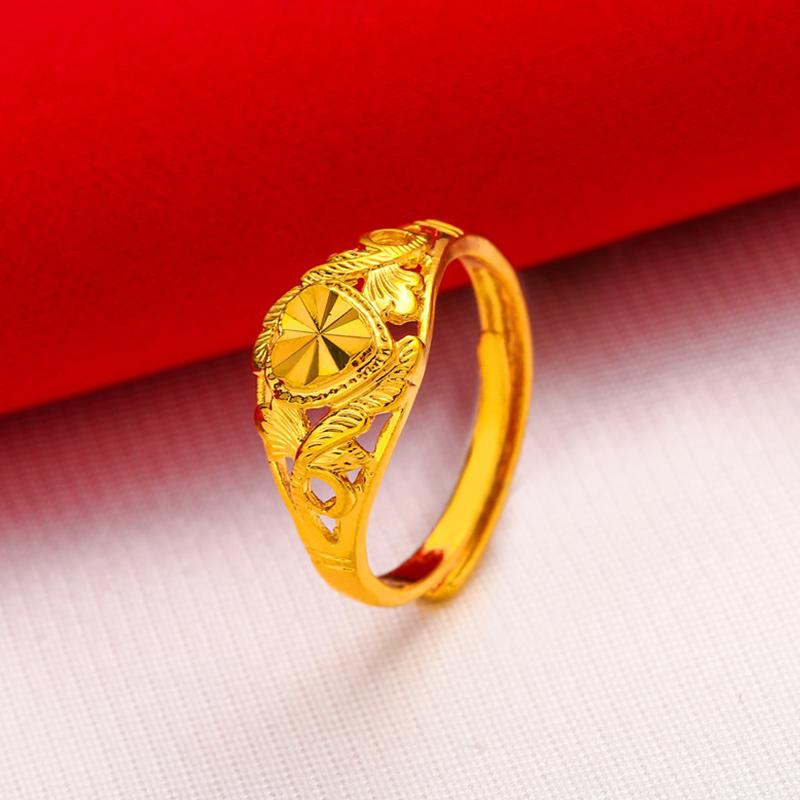 Gold Plated Lucky Ring Opening Adjustable Simple Transfer Ring For Women All-Match Luxury Finger Accessories