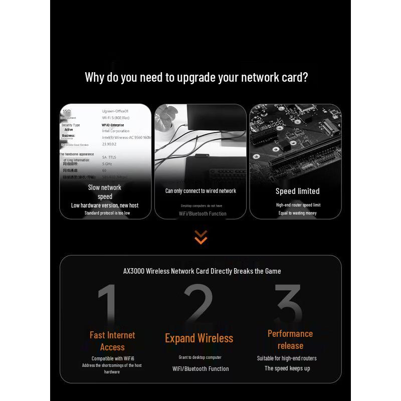 UGREEN WiFi 6E AX3000 PCIe Wireless Card with Bluetooth 5.4 (CN version)