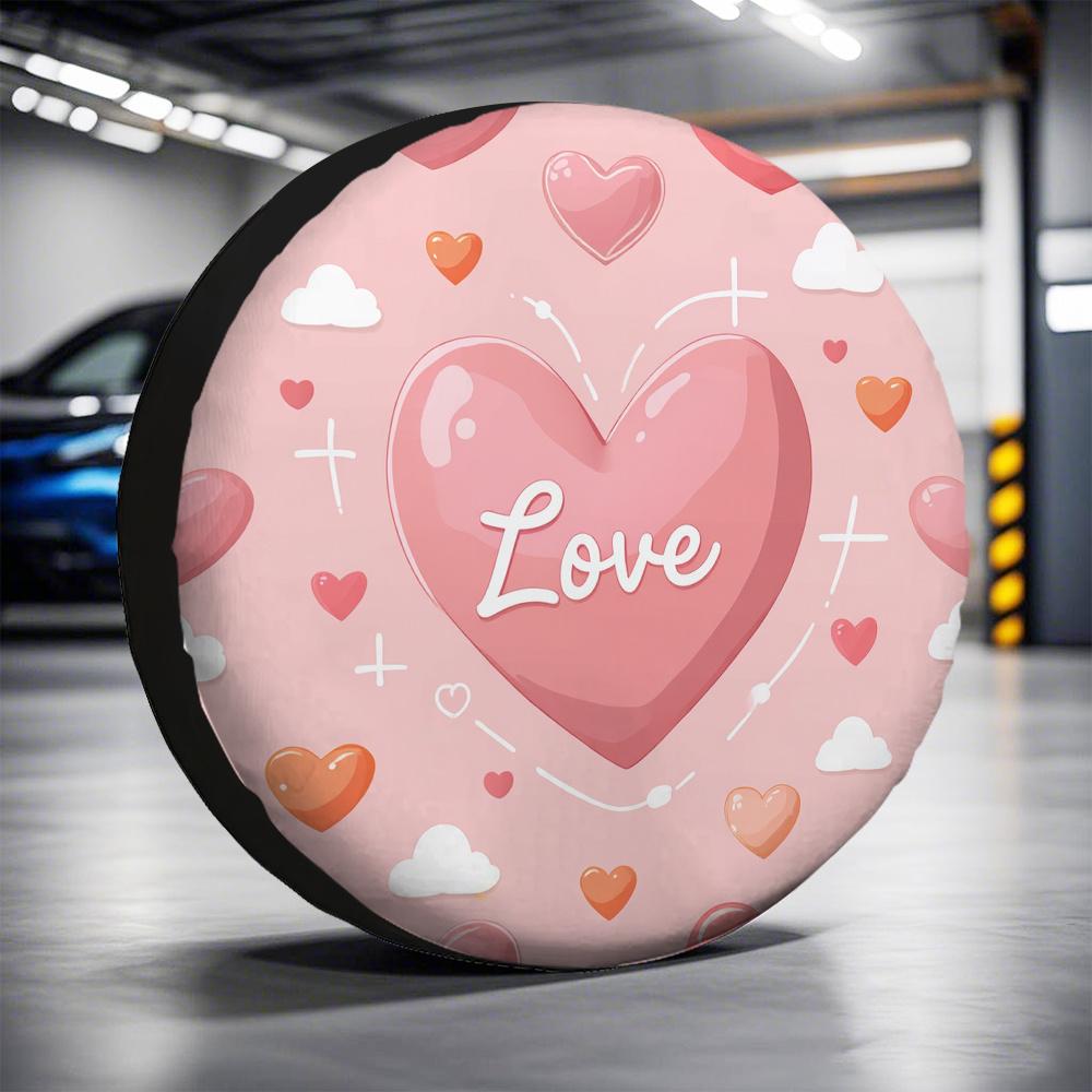1pc Popular Tire Covers Love Heart Versatile Durable Polyester Without Electricity Camping Perfect For Jeep Tire Covers