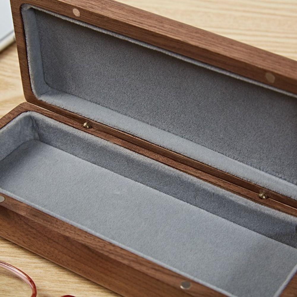 Men and Women Solid Wood Myopia Wooden Case Black Walnut Storage Box Glasses Case