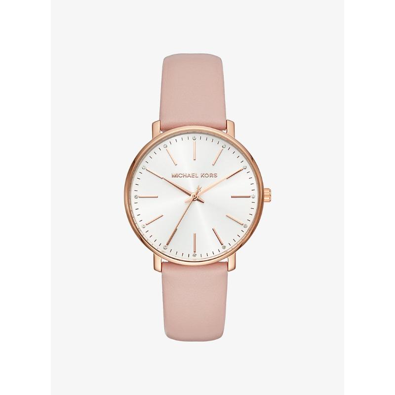 Michael Kors Женские часы Pyper с кожаным ремешком, покрытие Rose Gold, MK2741