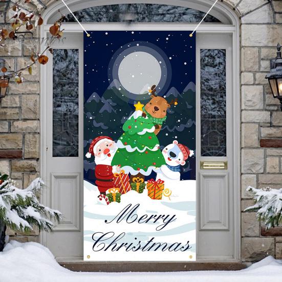 Рождественский занавес, баннер, многоразовый, легко повесить, праздничный дверной чехол для украшения дома, фотосъемка