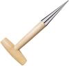 T-Shaped Garden Planting Tool, Chrome-Plated Soil Drill with Wooden Handle for Seedlings