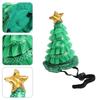 2Pcs Small Dogs Pet Christmas Costume Suit Green Shiny Hat Pet Headwear  Birthday Party