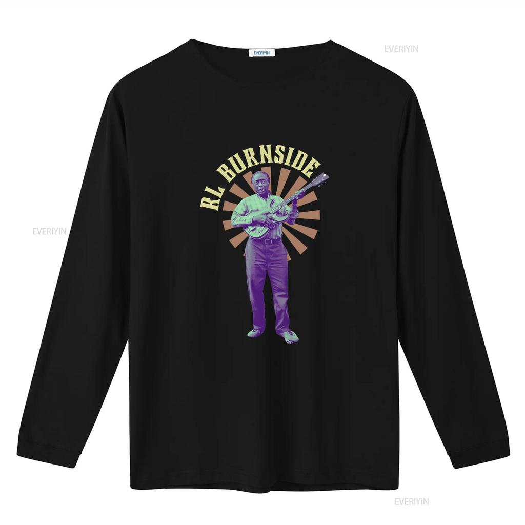 RL Burnside Jersey Vintage Hill Country Blues Guitarist Print  T Shirt vintage Washed Slightly Casual graphic Versatile Soft