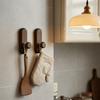 1/2‑Pcs Walnut Wood No‑Drill Hooks, Wall‑Mount Hanger for Coats, Hats, Keys, Kitchen Tools, Entryway Storage