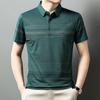 Летняя мужская рубашка-поло среднего возраста, футболка с короткими рукавами, деловая повседневная одежда для папы, полосатая футболка с половиной рукавов для мужчин