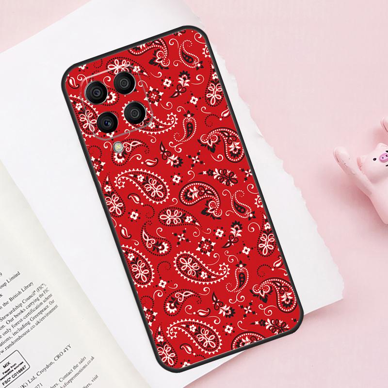 Красная бандана с узором пейсли Чехол для Samsung Galaxy M13 M53 M16 M36 M56 M06 M52 M32 M12 M54 M34 M14 M35 M55 M15 M11 M31