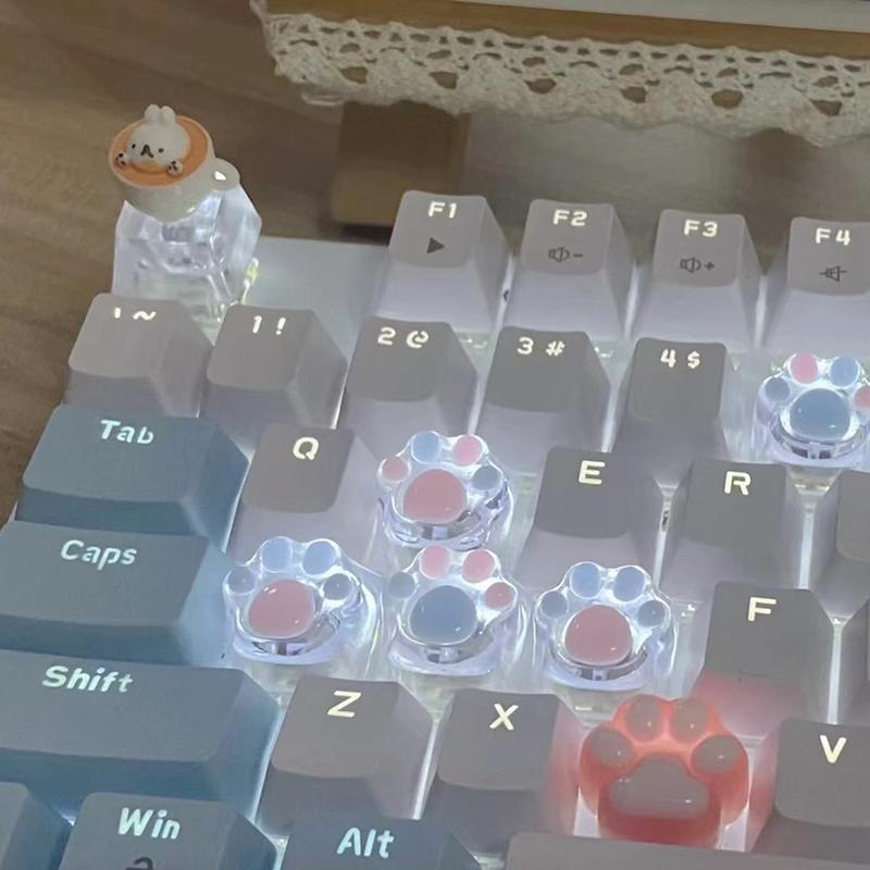 Механическая клавиатура Смола Keycap кошачьи лапки Pad Прозрачная подсветка RGB Wasd Стрелка Esc Клавиша мультяшный милый Oem Xda Cherry Profile Mx Switch