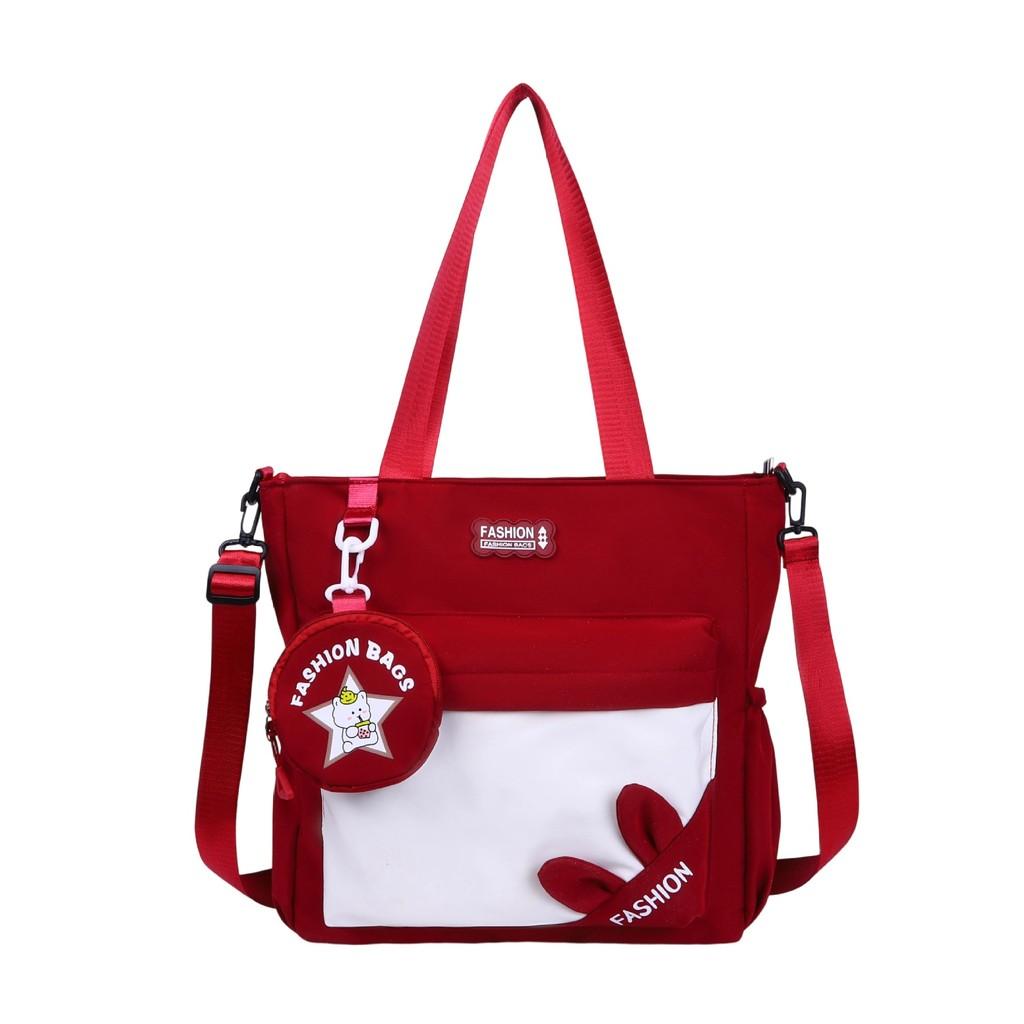 Simple Letter Rabbit Ear Design Large Capacity Shoulder Bag With Coin Purse For Boys And Girls