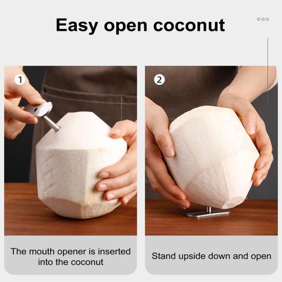 Stainless Steel Coconut Opener Tool Easy Hole Puncher for Young White Mature Green Coconuts Durable Dual-Angle Design Coconut Shell Remover