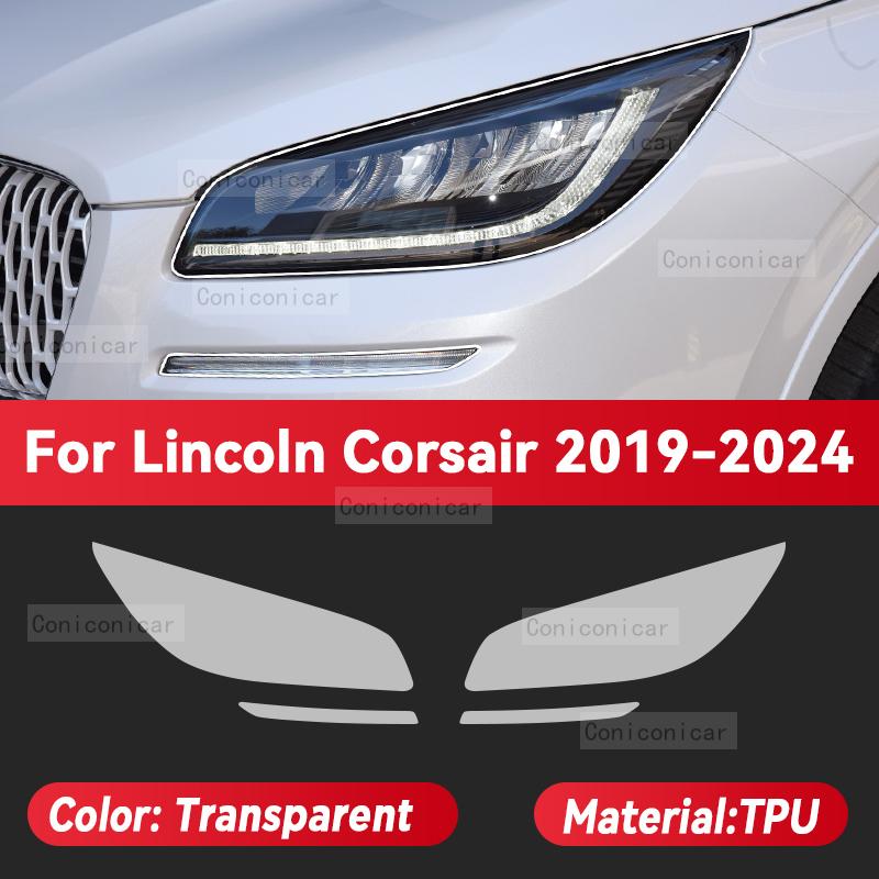 For LINCOLN Corsair 2019-2024 Car Headlight Transparent TPU Protective Cover Film Front Light Tint Change Color Sticker