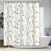 Watercolor Floral Bath Curtain: Elegant Flowers Leaves Shower Decor Pink Yellow Green White Background Pattern Fabric Bathroom W