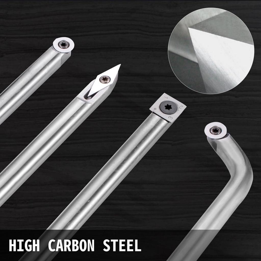 Wood Turning Tools for Lathe 4 PCS Set, Carbide Lathe Tools with Diamond Shape, Round, Square Cutters Replaceable Turning Lathe Chisels with a Grip