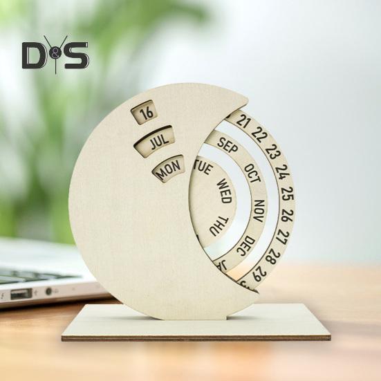 Деревянный вращающийся круглый вечный календарь ручной вращающийся дисковый календарь декор стола для домашнего офиса школы