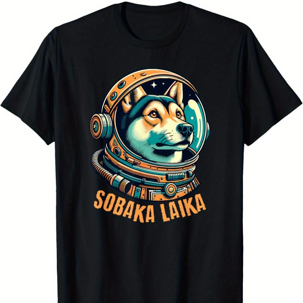 USSR Sobaka Laika Soviet Space TShirt 100 Cotton ONeck Short Sleeve Summer Casual Unisexs Tshirt Streetwear