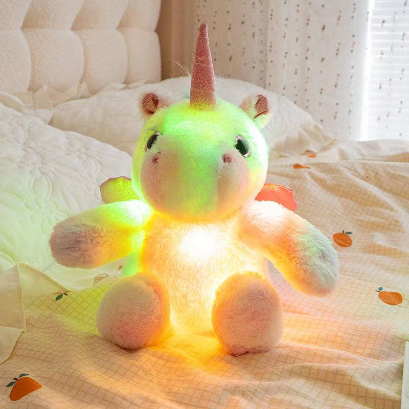 The Latest Luminous Unicorn Horse Kawaii Plush Toy Figurine Doll Cartoon Anime Cute Companion Sleeping Children Gift Doll