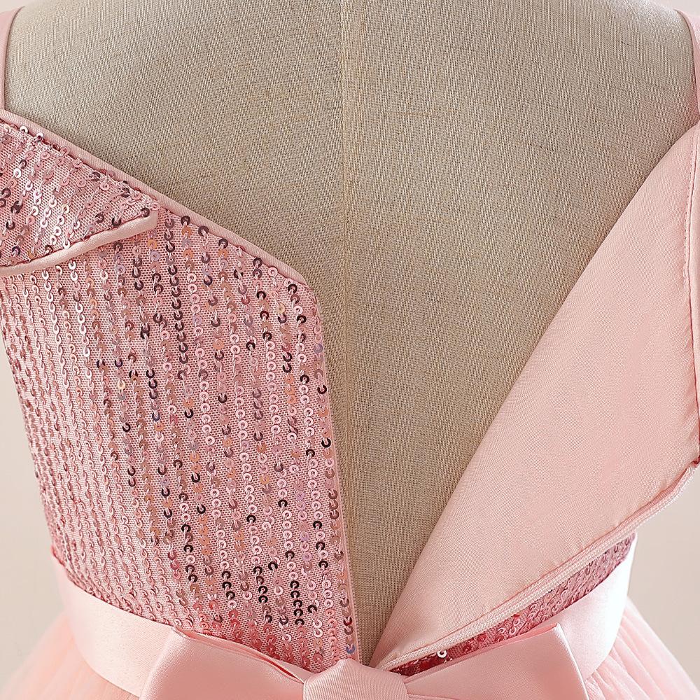 Fluffy Sequins Princess Girls Dress Bridemaids Bow Tulle Wedding Kids Party Dresses for Girl Off Shoulder Pageant Birthday Gown