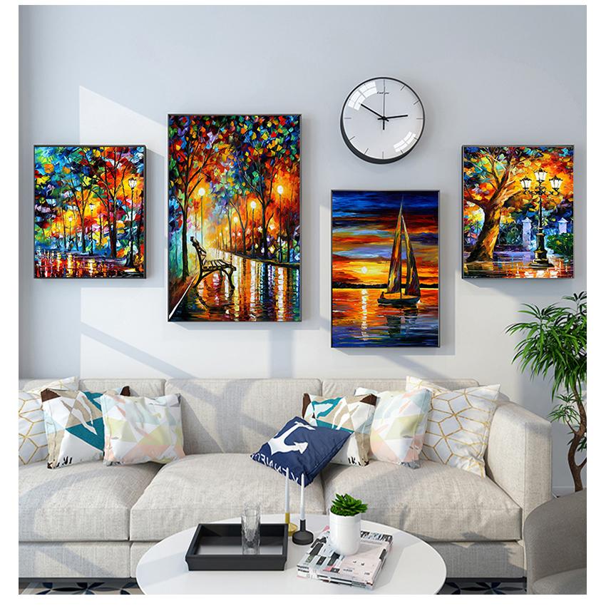 Абстрактная раскраска, ручная роспись, картина маслом, пейзаж для гостиной, постеры, настенное украшение для дома без рамки