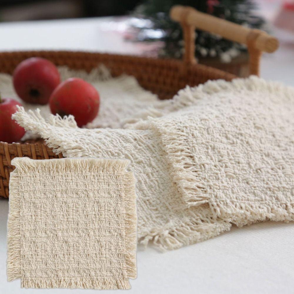 Cotton Decorative Placemat Beige Color Utensil Pads High Quality Photo Props