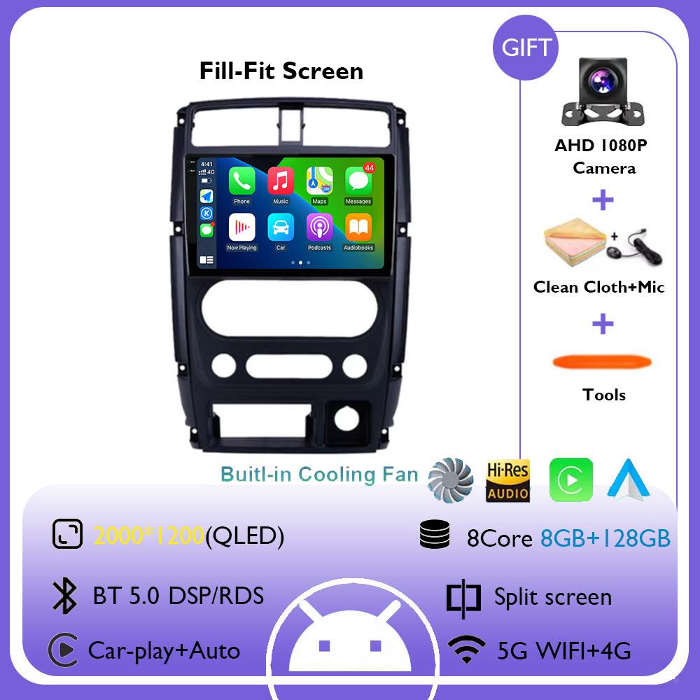 Android 14 Carplay Car Radio для Suzuki Jimny 3 2005 - 2019 Навигация GPS Мультимедийный Плеер WiFi+4G DSP стерео BT 360 камера