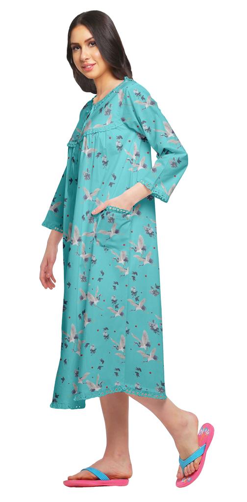 Moomaya Ночная рубашка с принтом 3-4 рукава, хлопковая пижама для кормящих мам