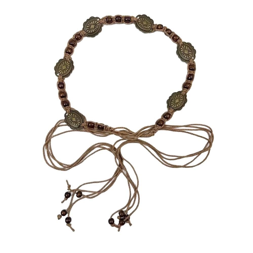 Wooden Ethnic Style Belt Beaded Waist Chain Versatile Bohemian Waist Belt Casual Wear