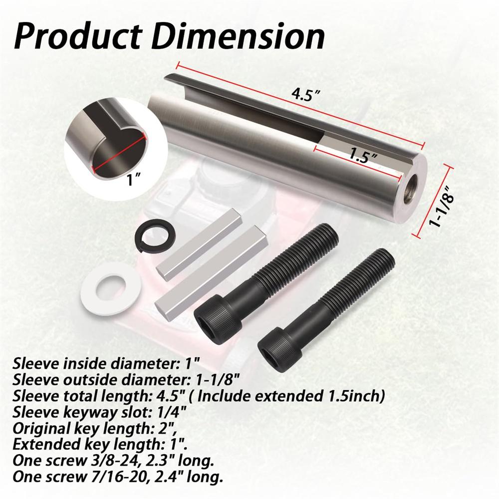 Удлиненный переходник с 1 дюйма на 1 1/8 дюйма, 1/4" шпонка, шкив газового двигателя, адаптер гильзы коленчатого вала
