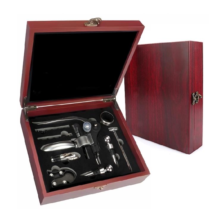 Zincs Alloys Bottle Opener and Vacuum Stoppers Wine Pourer Wine Opener Tool Set Corkscrew Wine Opener with Wood Case
