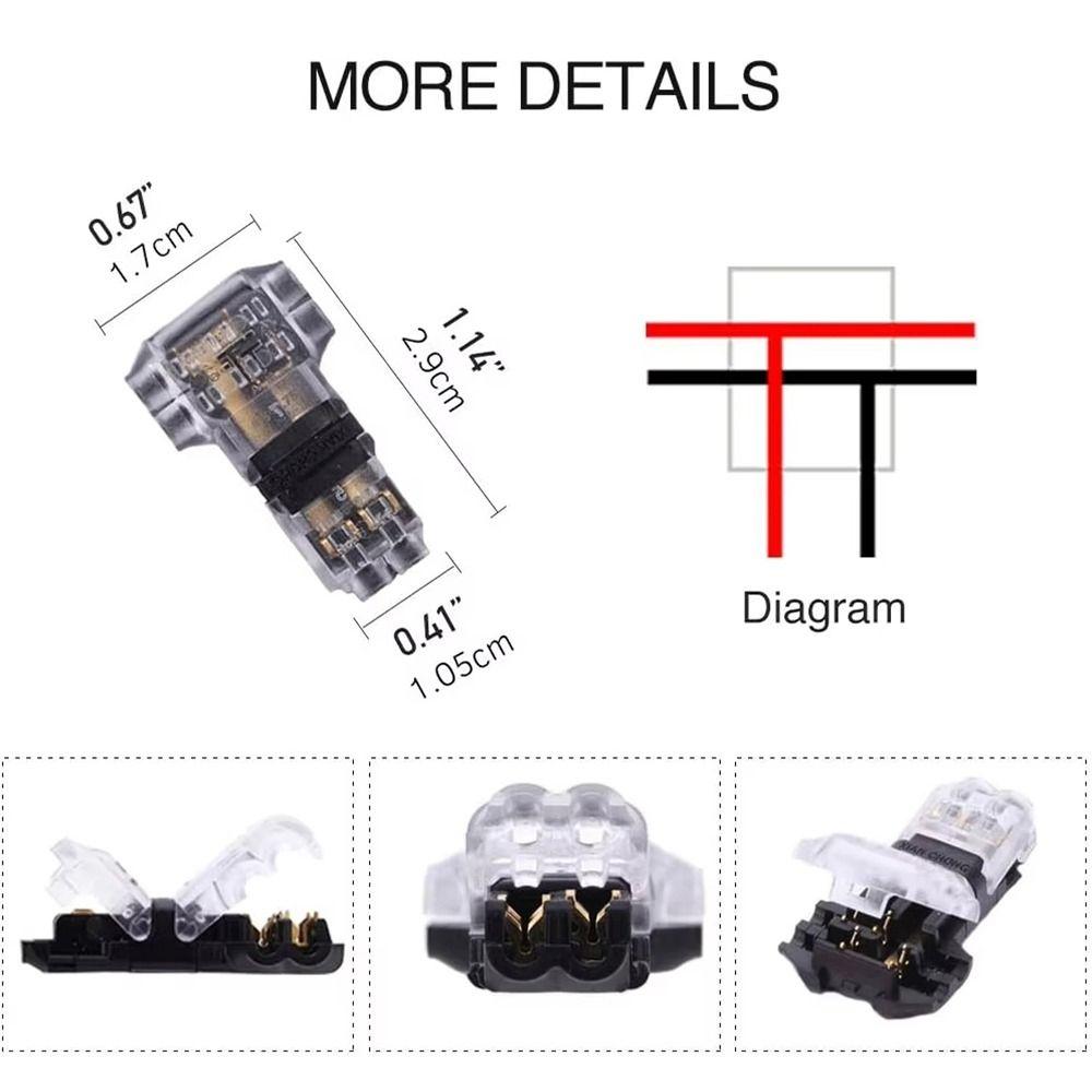 1/5Pcs Low Voltage Electrical Cable Crimp T Type Terminal Clamp For for AWG 24-18 Wires Wiring