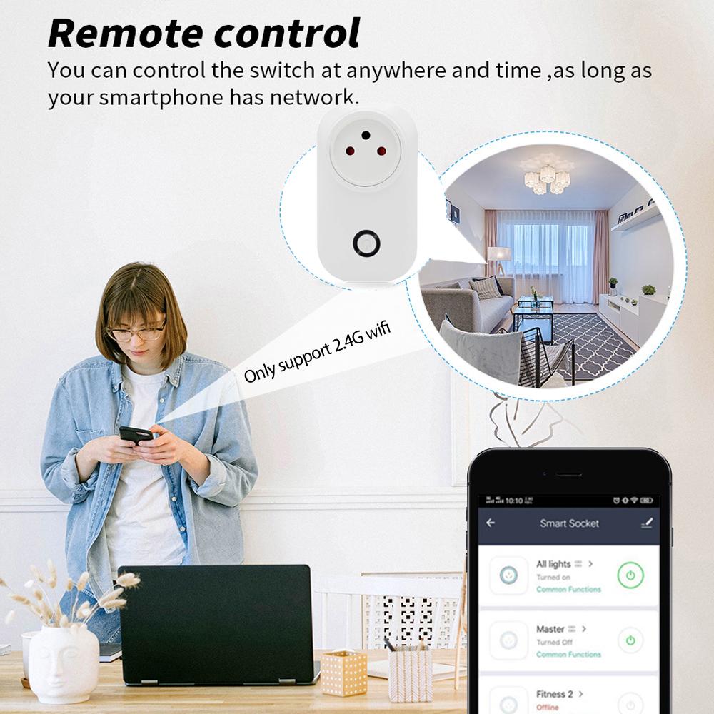 Tuya Smart Socket IsraeL Plug 16A Power Monitor Wifi Light Switch Smart Life Remote Control Outlet для Alexa, Google Assistant