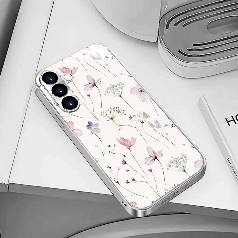 Простой свежий цветочный узор посеребренный чехол для телефонаДля Samsung Galaxy S26 S25 Edge S24 S23 FE S22 Ultra S20 S21 5G