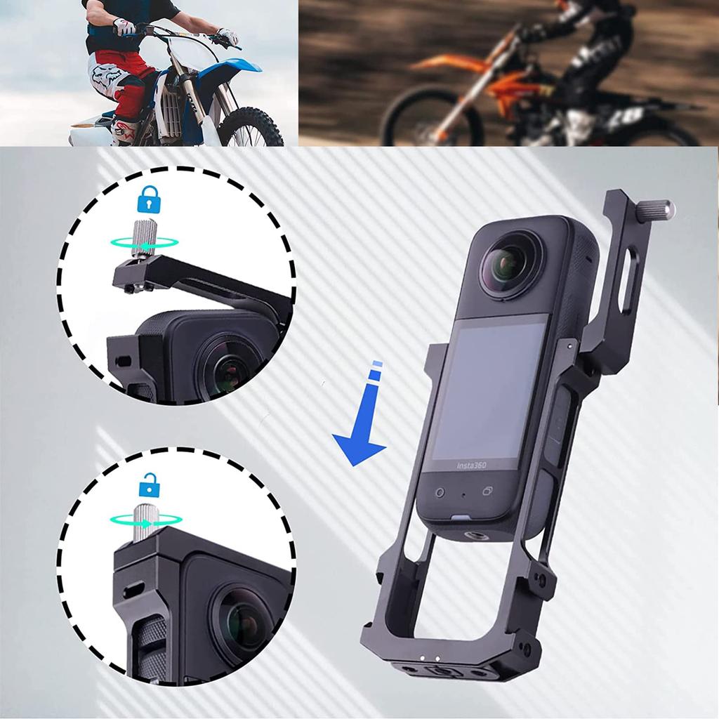 Miimall Compatible Insta 360 X3 Multifunctional Case Aluminum Bumper Insta 360 X3 Accessories Aluminum Material Flash Microphone Selfie Stick