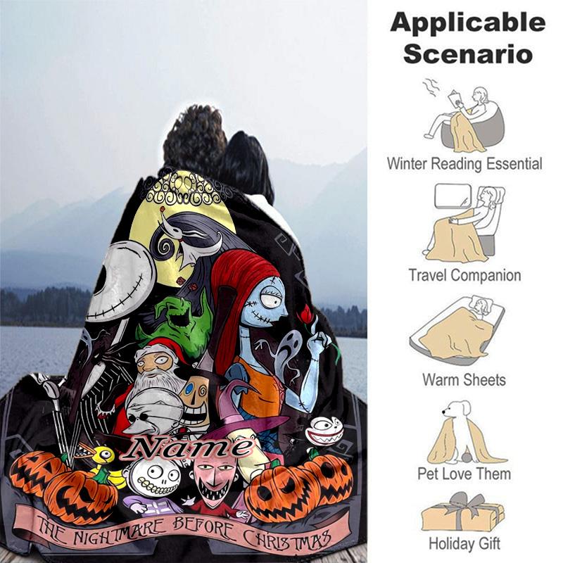 Custom 1pc Nightmare Before Christmas Art Blanket, Soft And Comfortable Blanket, Casual Warm, Camping Travel Blanket, Birthday Gift Q91094
