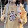 Japanese Kawaii Cartoon Embroidery Pullover Women Sweet Girl Cute Graphic Hoodies Harajuku Loose Sweatshirts Casual Top