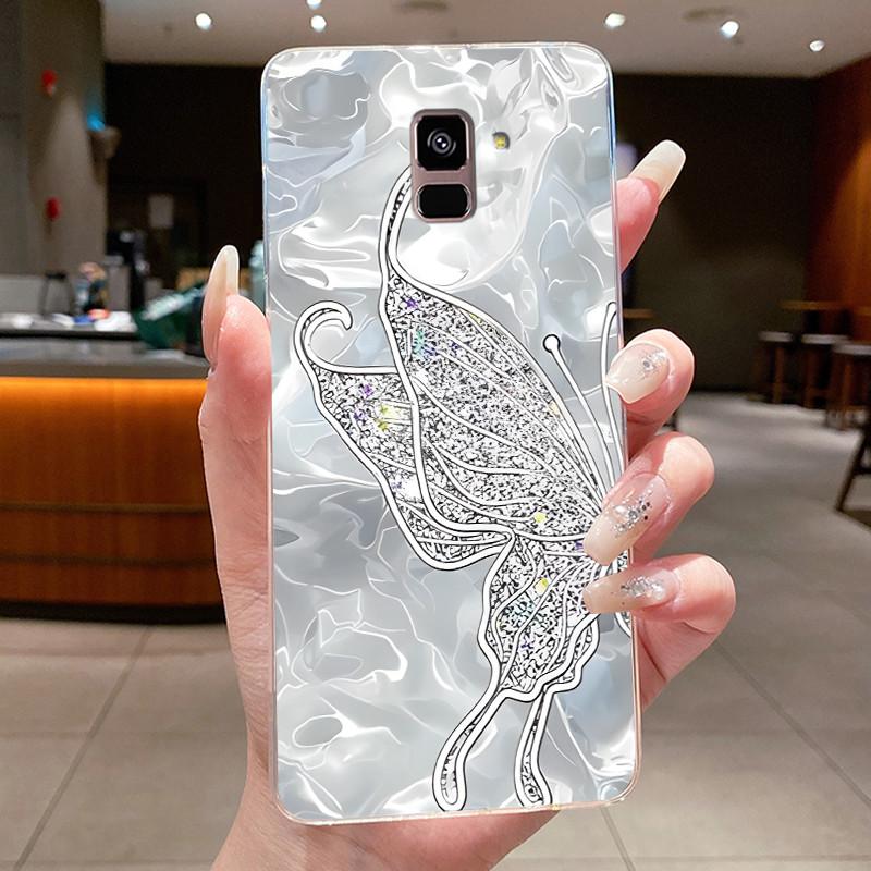 Case For Samsung Galaxy A8 A6 A5 2018 Flower Butterfly Phone Shells For Samsung A6 A8 Plus Soft Silicone Transparent TPU Cover